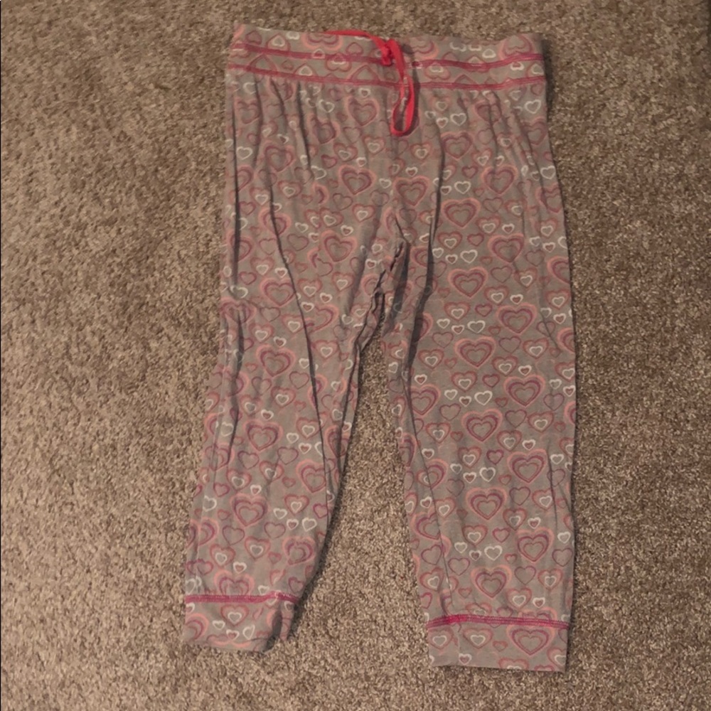 Pink and grey hearted pajama pants